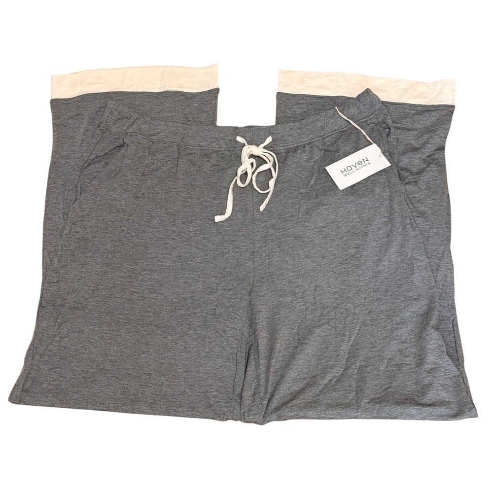 Haven‎ Well Within NWT Sleep Pants M Gray Tencel Lyocell Wide Leg Lounge Pajamas